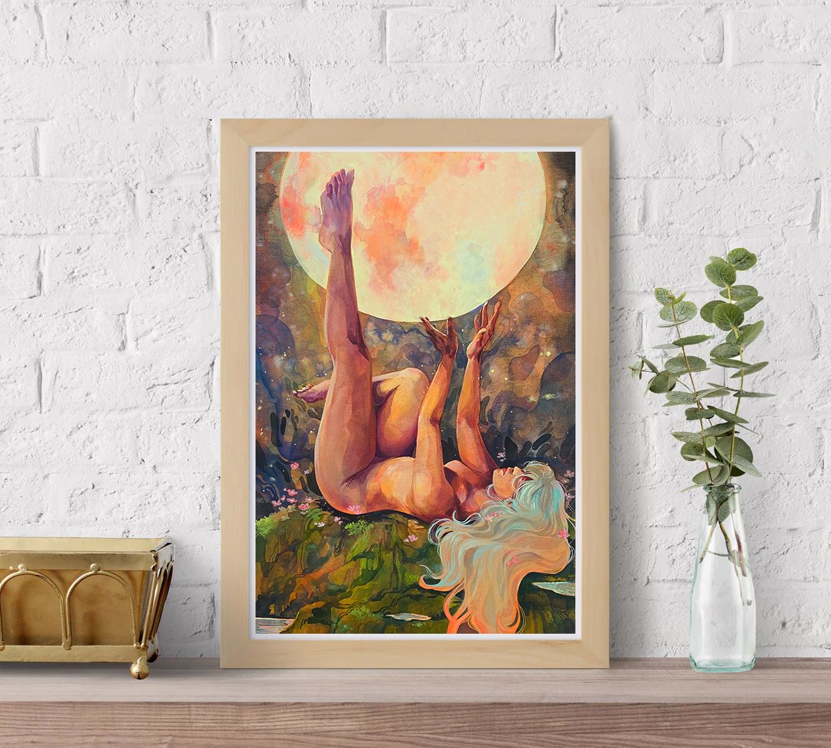 She Holds the Moon Print
