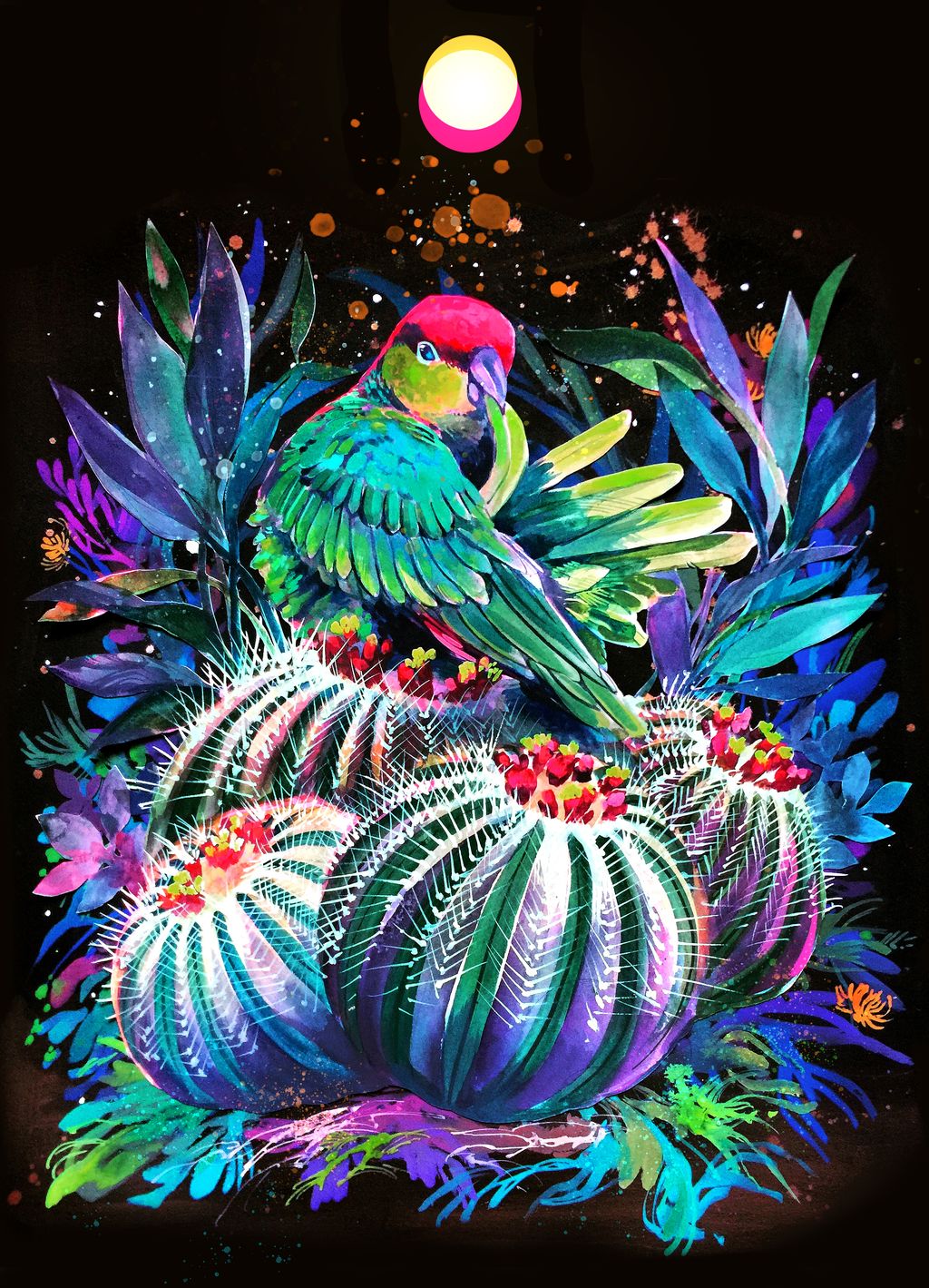 Preening in the Cacti Print